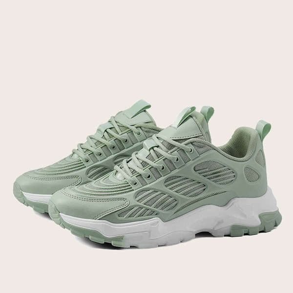 

Men Lace-up Front Wide Fit Chunky Sneakers, Green