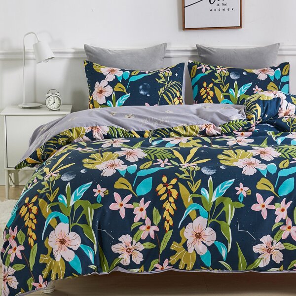 

Flower Print Bedding Set Without Filler, Multicolor