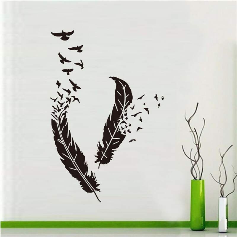 

Feather Print Wall Sticker, Black
