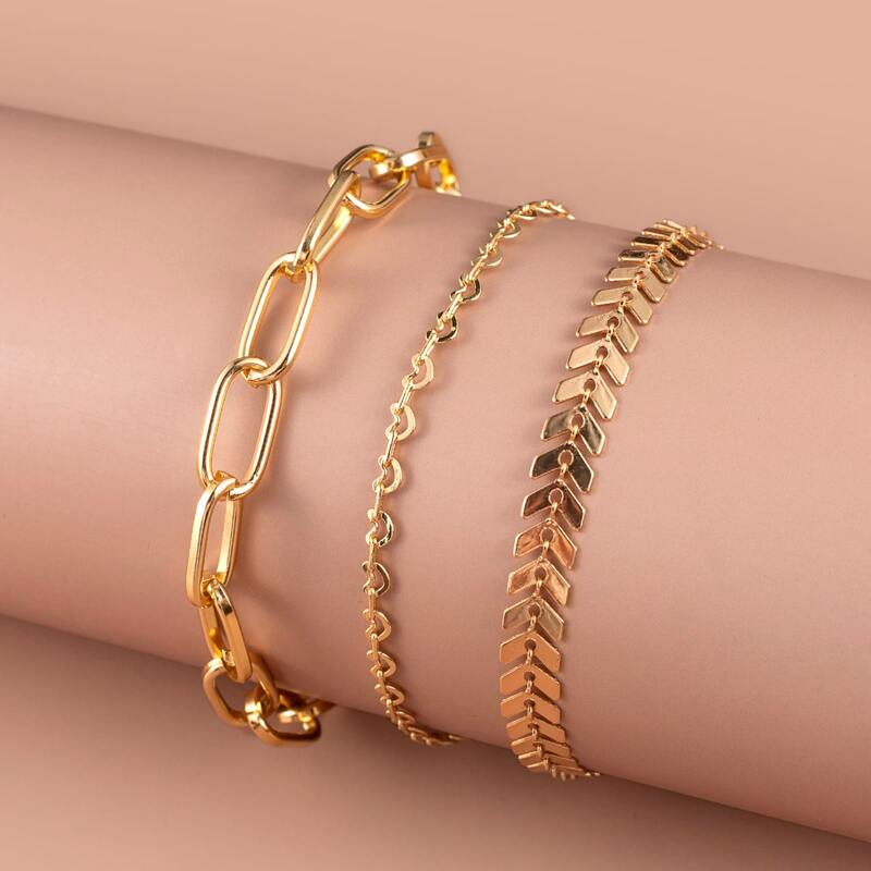 

3pcs Chain Bracelet, Gold