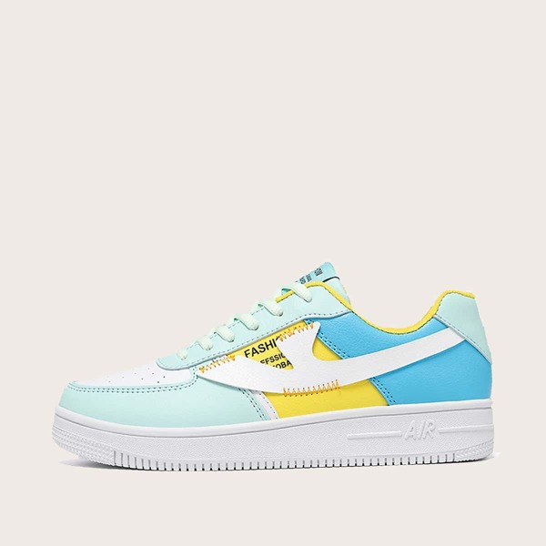 

Men Lace-up Front Colorblock Skate Shoes, Blue