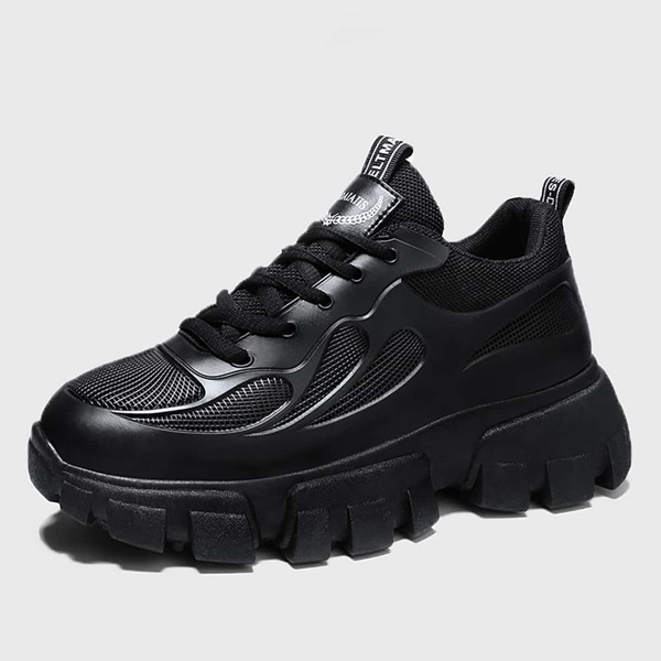 

Men Lace-up Front Wide Fit Chunky Sneakers, Black