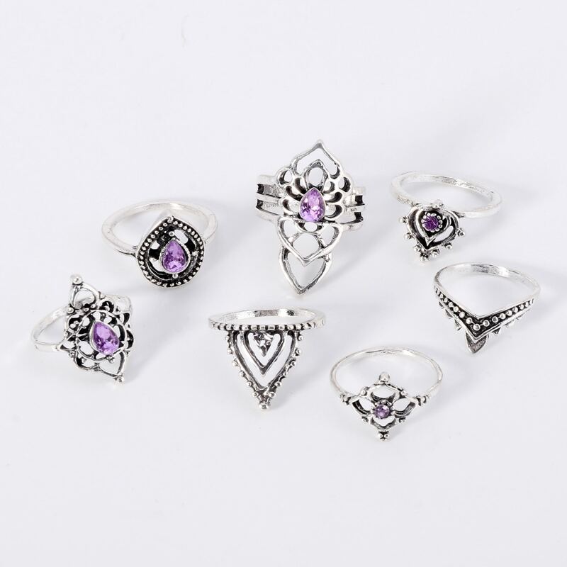 

7pcs Rhinestone Ring, Silver