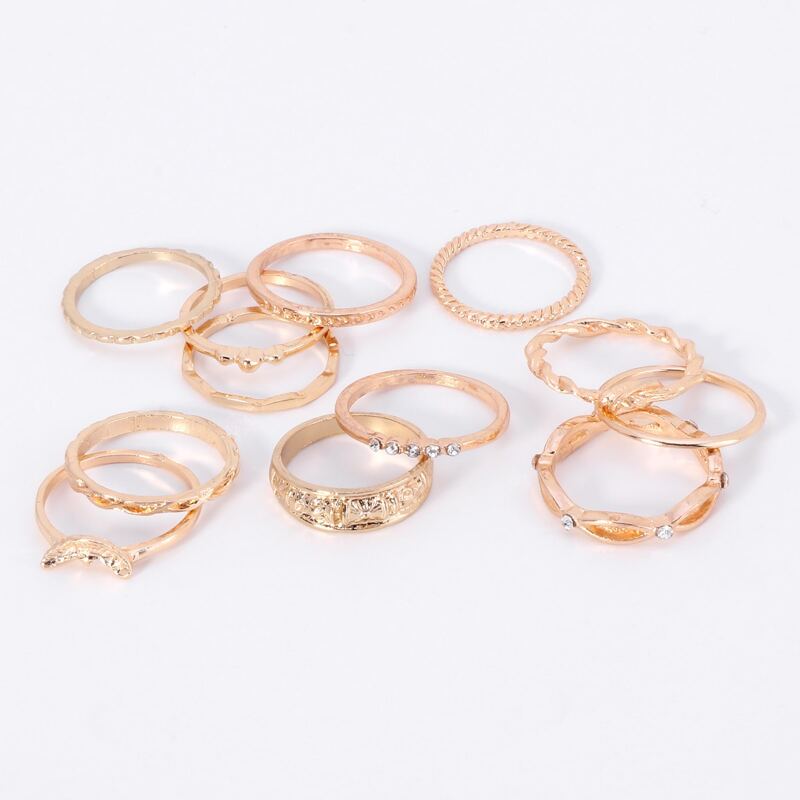 

12pcs Simple Ring, Gold