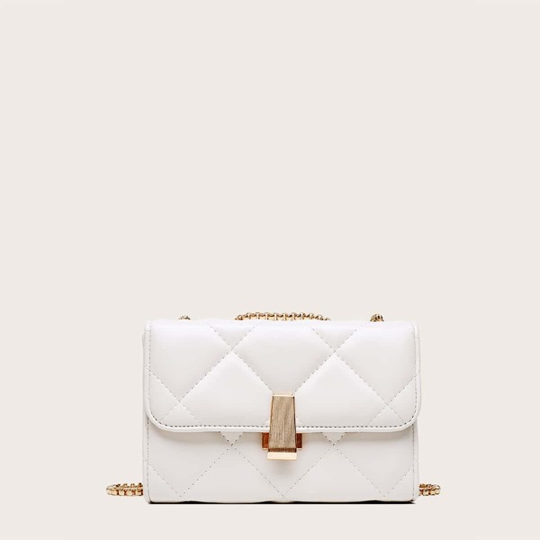 

Quilted Flap Shoulder Bag, White