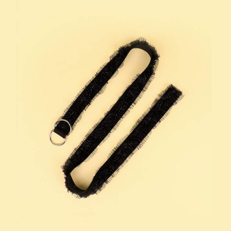 

Lace Decor Tape Belt, Black