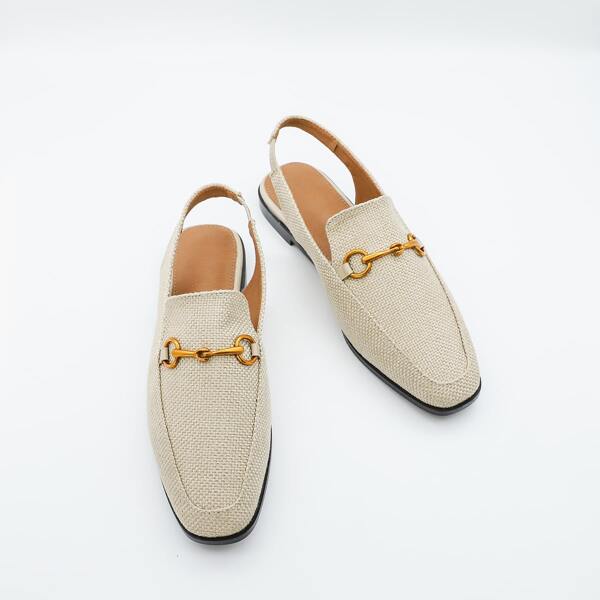 

Chain Decor Slingback Loafers, Apricot