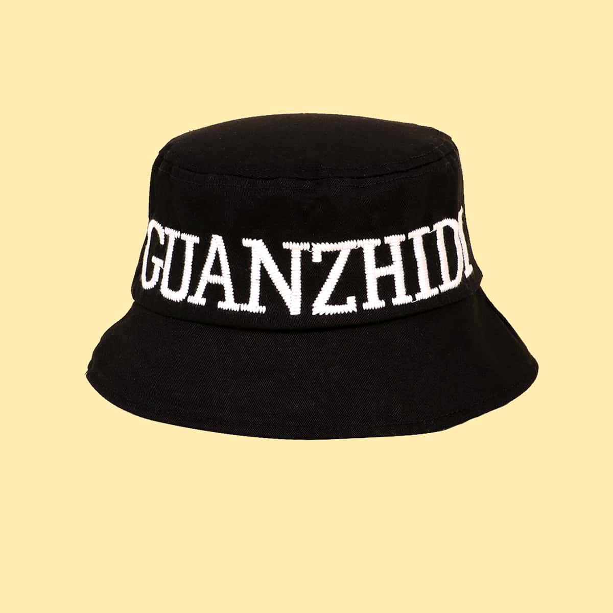 

Letter Embroidery Bucket Hat, Black