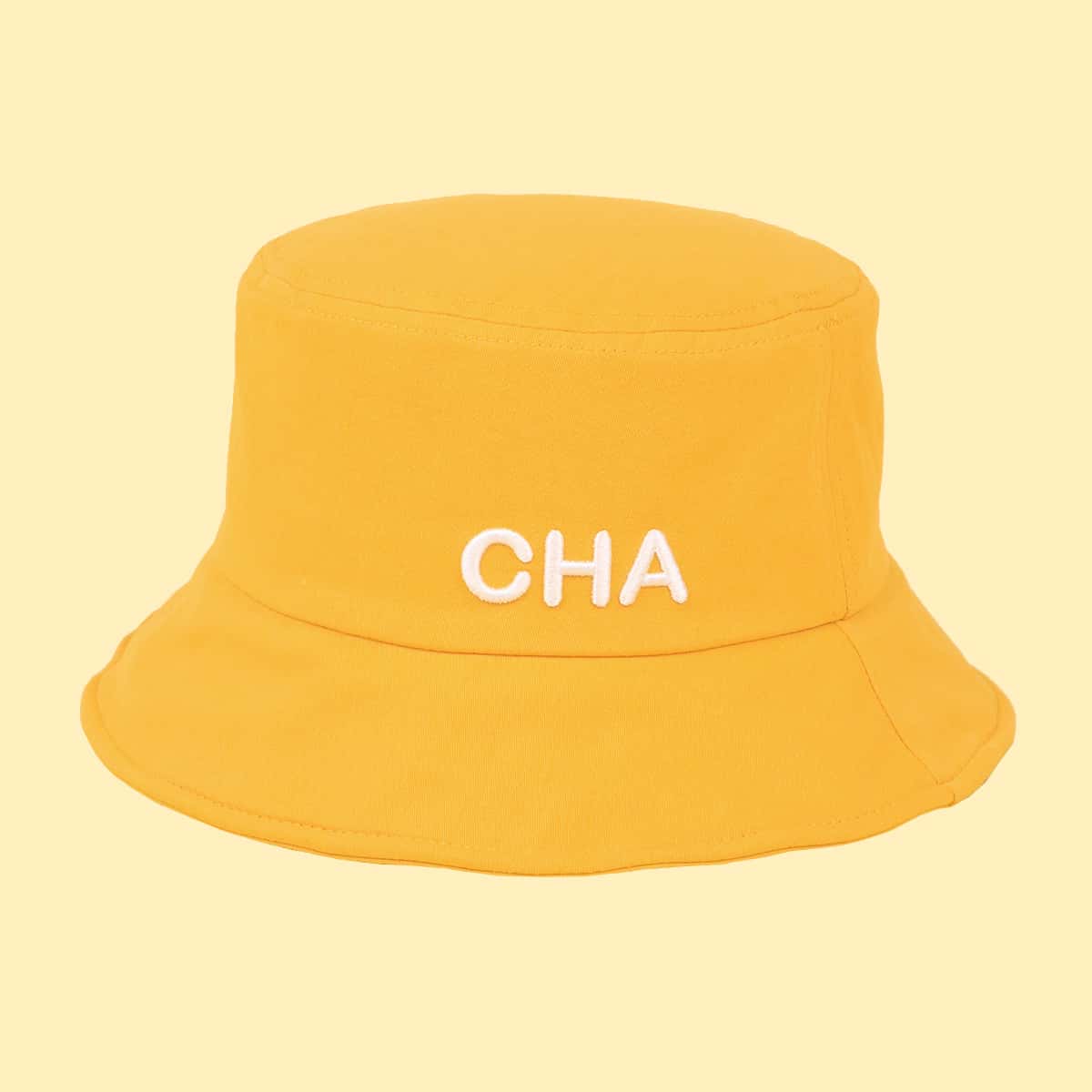 

Letter Embroidery Bucket Hat, Yellow