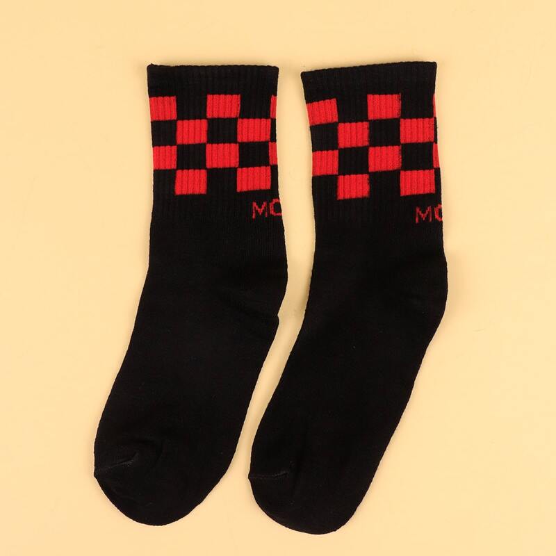 

1pair Checkerboard Pattern Socks, Multicolor