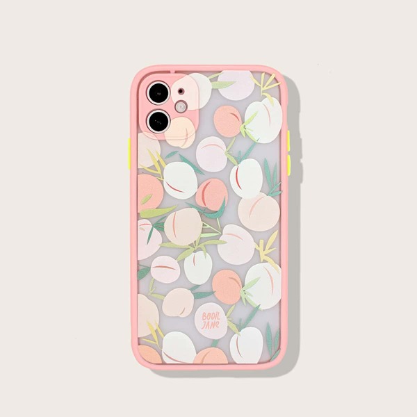 

1pc Peach Pattern iPhone Case, Pink