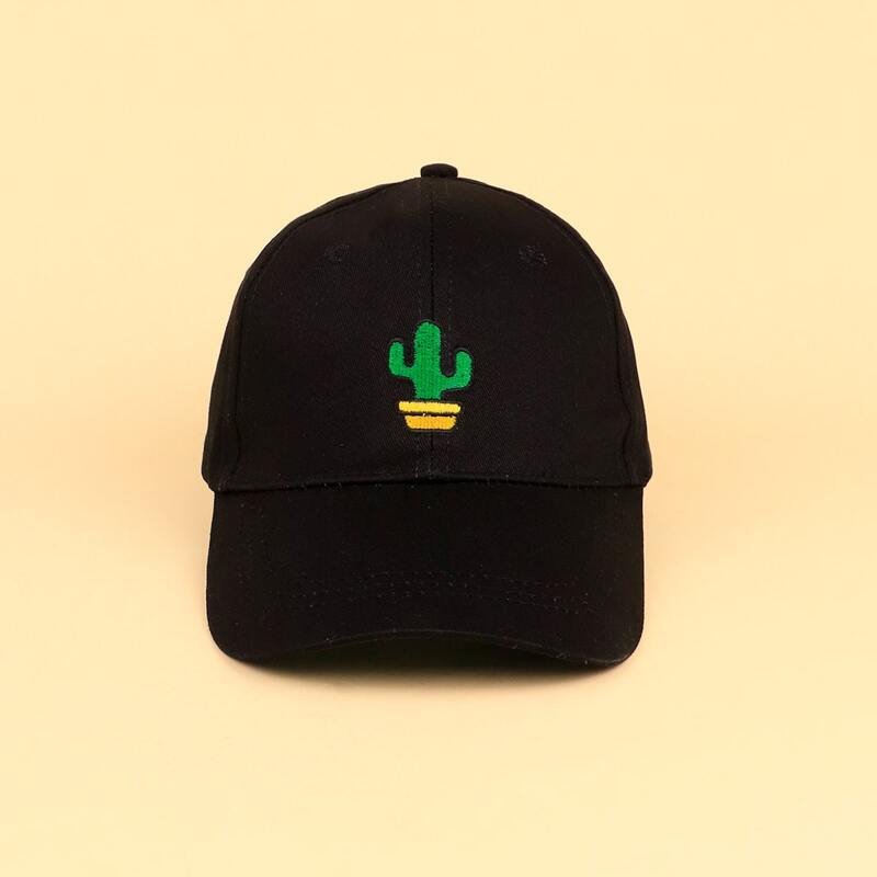 

Cactus Embroidery Baseball Cap, Black