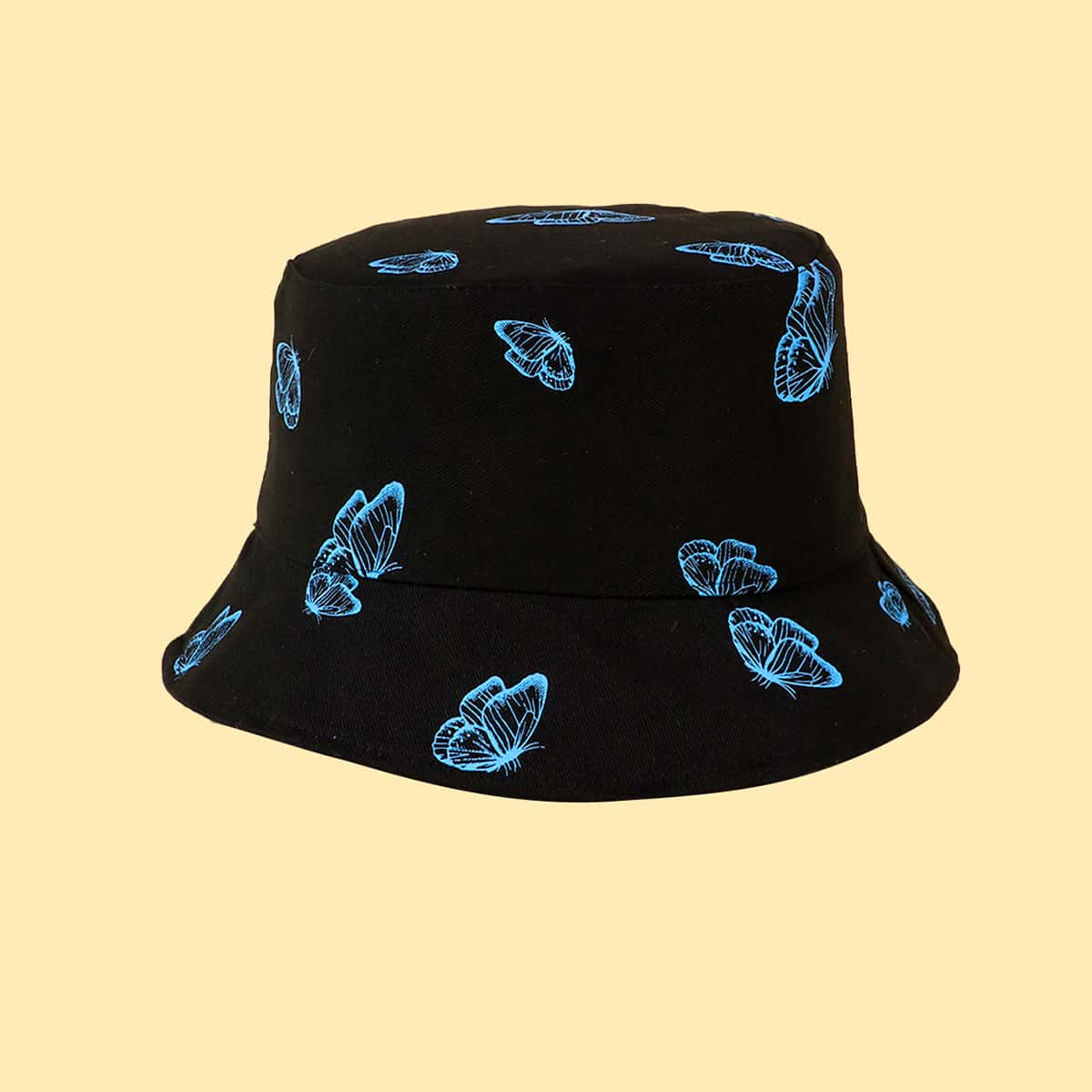 

Butterfly Print Bucket Hat, Black