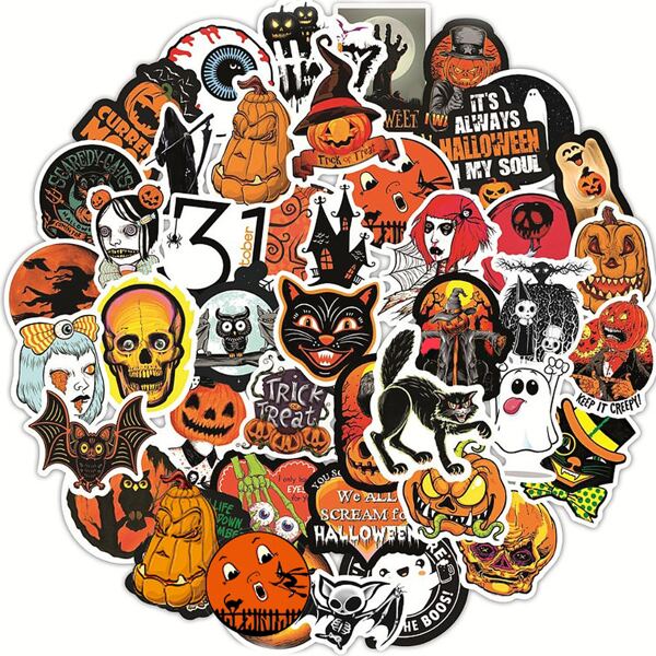 

50pcs Halloween Pattern Sticker, Multicolor