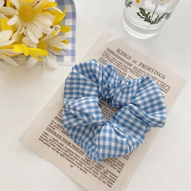 

3pcs Random Polka Dot & Gingham Scrunchie, Multicolor