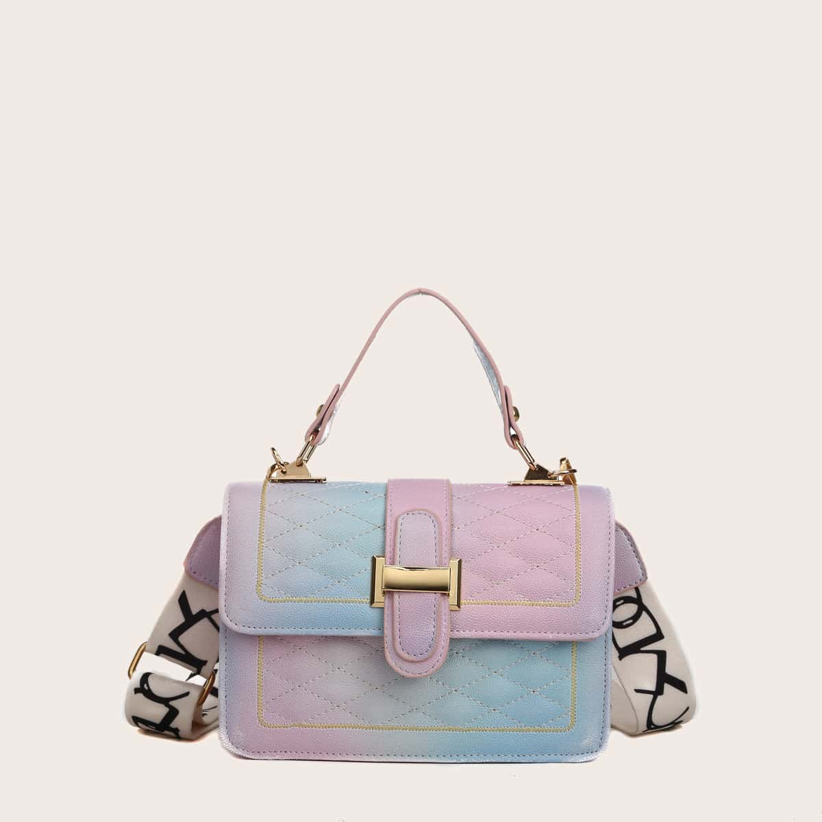 

Quilted Flap Satchel Bag, Multicolor