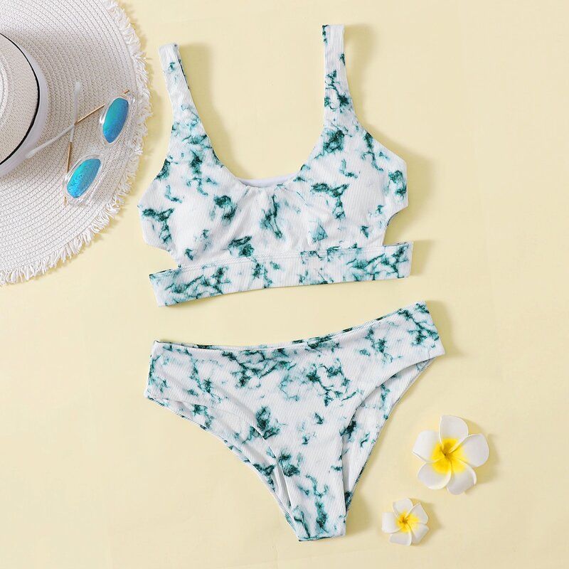 

Tie Dye Cut-out Side Bikini Swimsuit, Multicolor