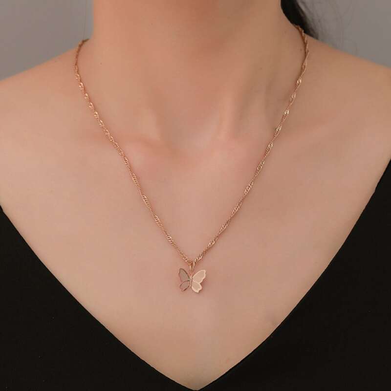 

Butterfly Pendant Necklace, Gold
