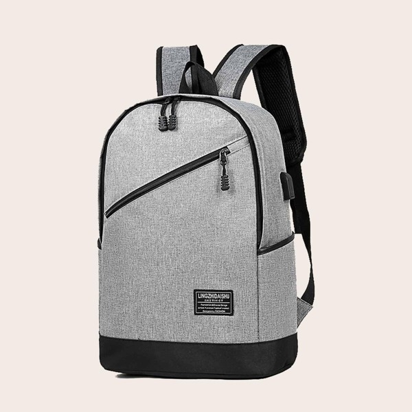 

Men Zip Front Backpack, Grey