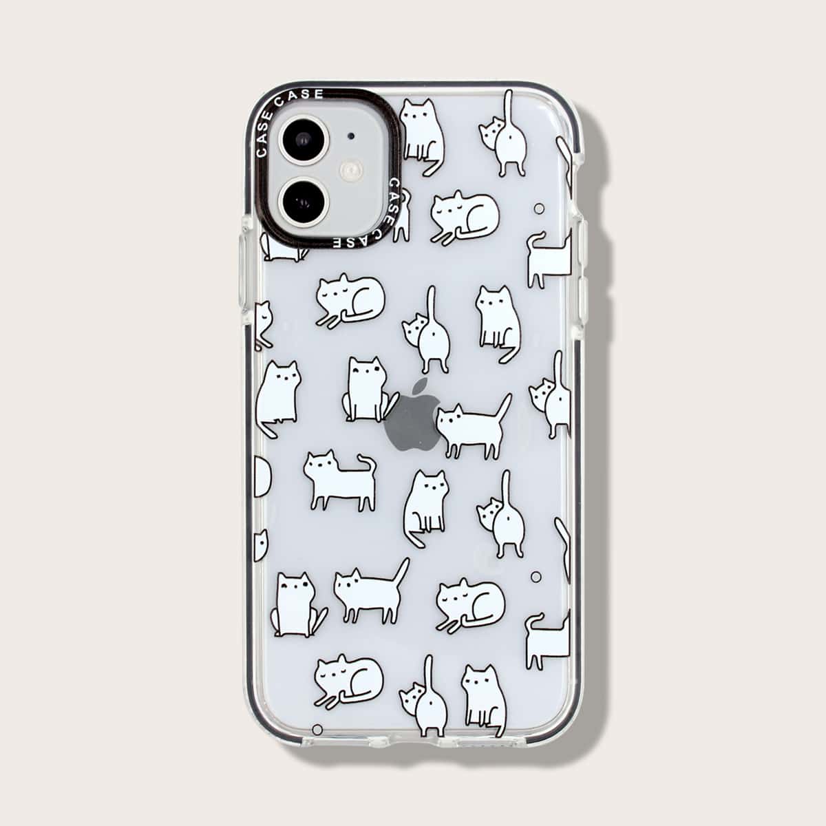

1pc Cartoon Graphic iPhone Case, Black and white