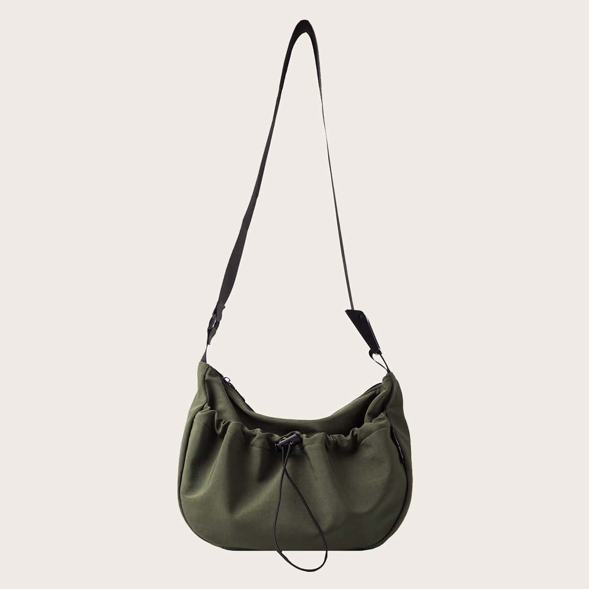 

Drawstring Decor Ruched Crossbody Bag, Green