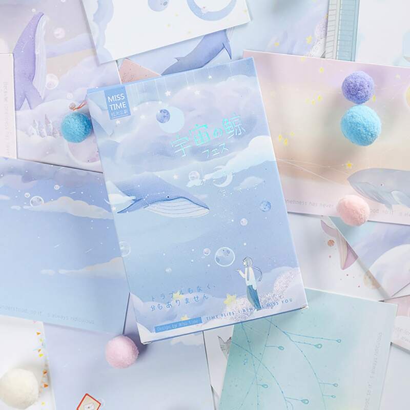 

30sheets Random Whale Pattern Postcard, Multicolor