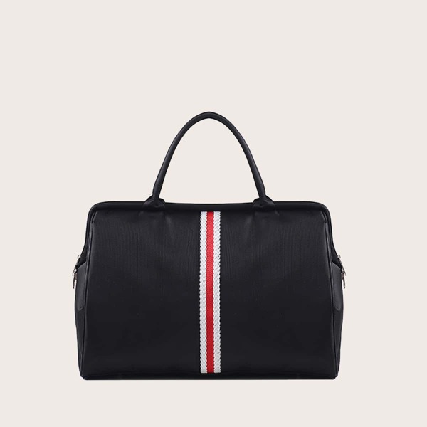 

Striped Graphic Duffle Bag, Black