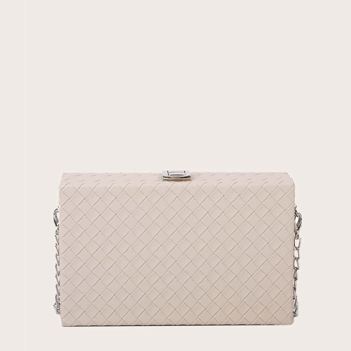 

Braided Chain Box Bag, White