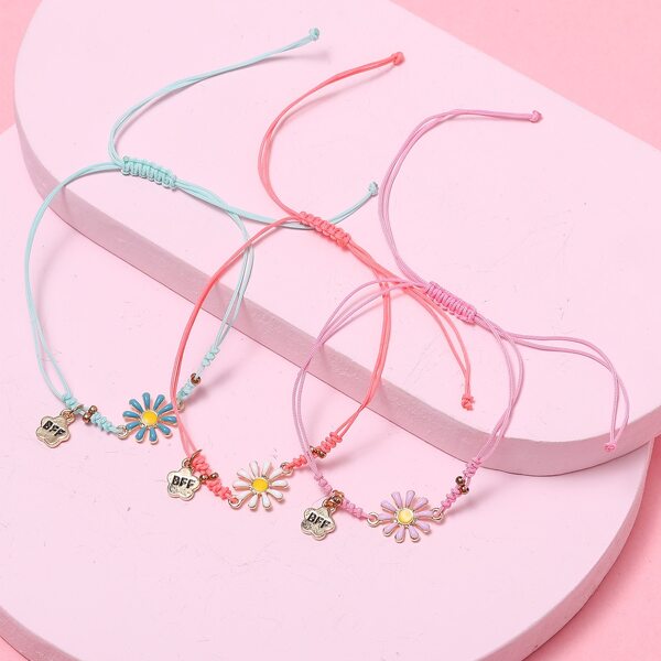 

3pcs Toddler Girls Daisy Decor Bracelet, Multicolor