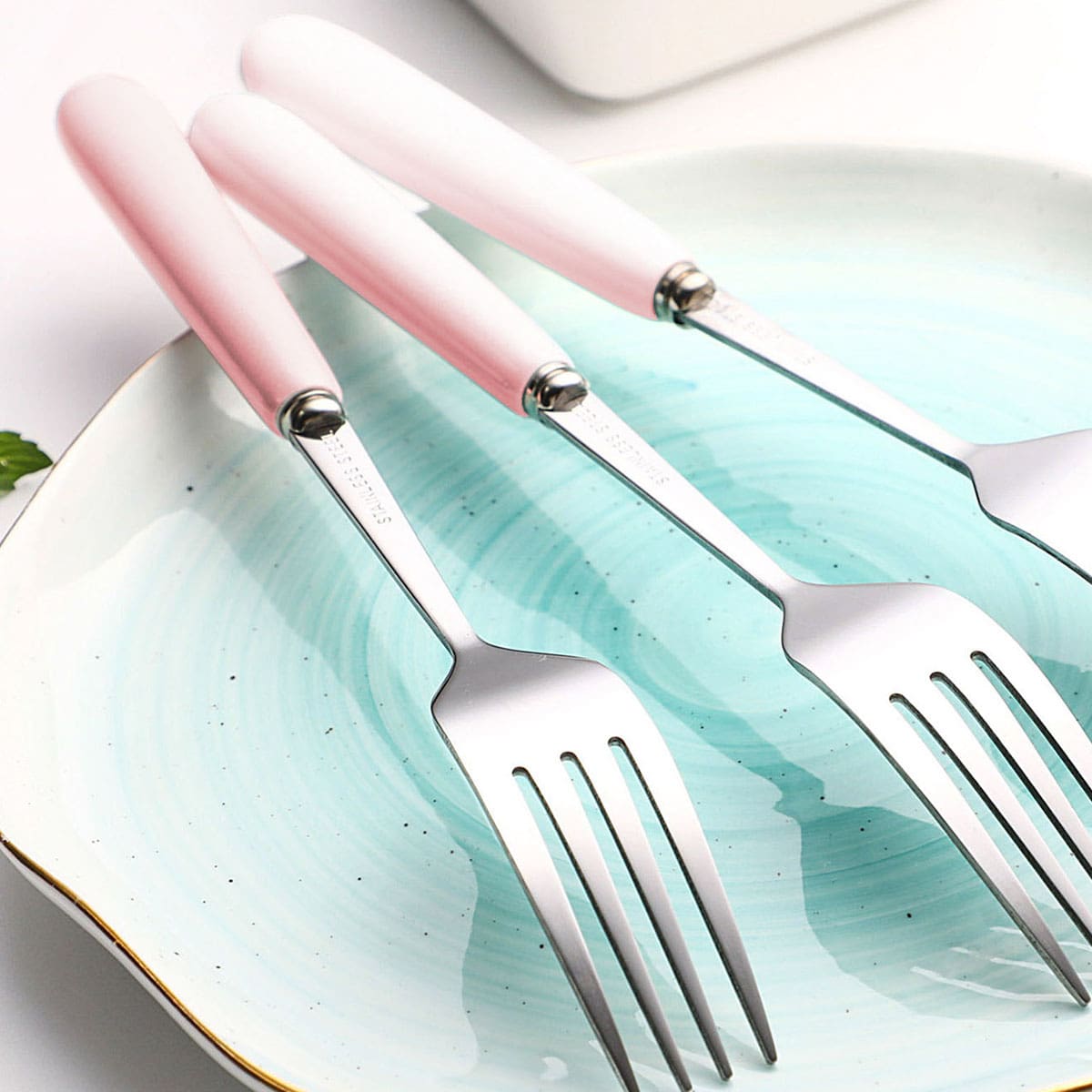 

1pc Stainless Steel Fork, Pink