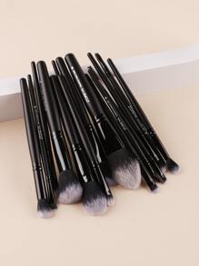 15pcs Makeup Brush With 1pc Storage Bag - Black - View 2