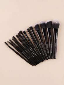 15pcs Makeup Brush With 1pc Storage Bag - Black - View 3