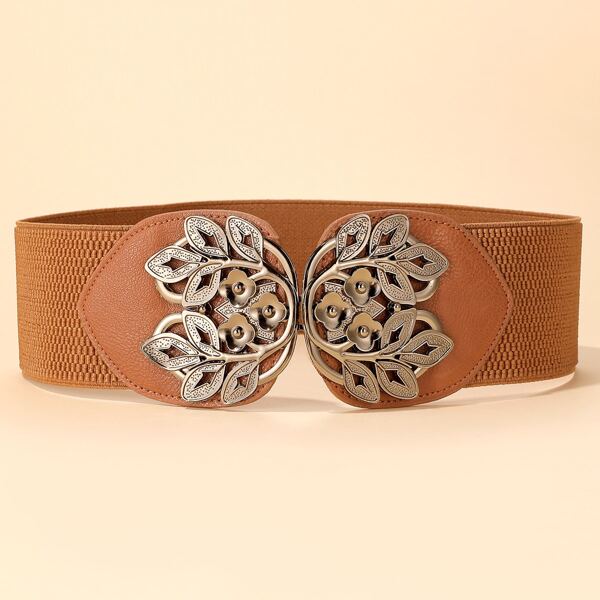 

Plant Buckle Wide Belt, Camel