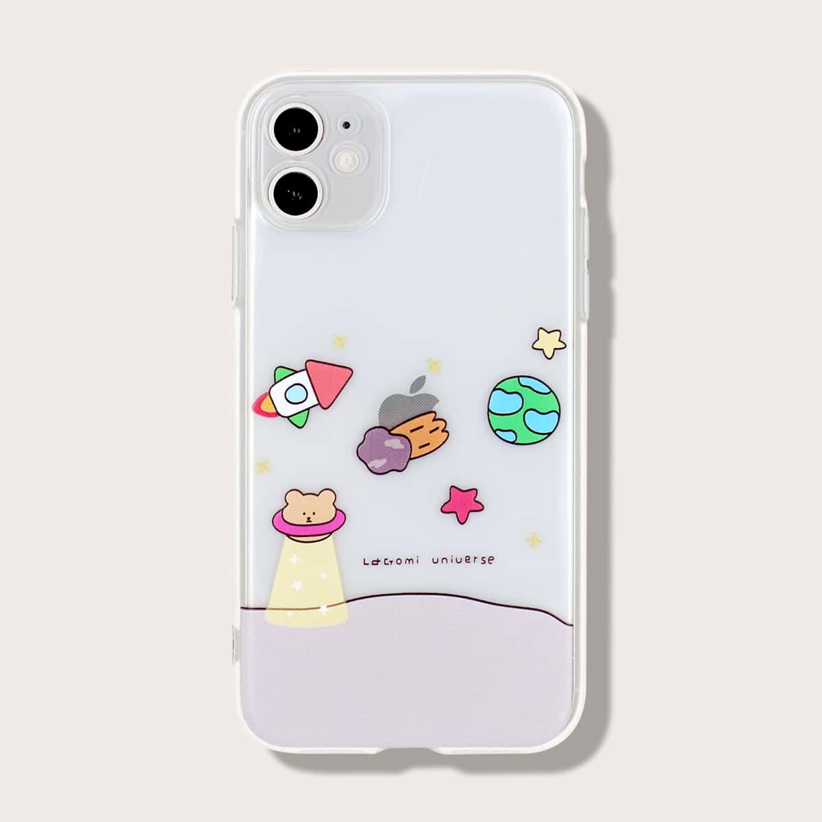 

1pc Cartoon Graphic iPhone Case, Clear