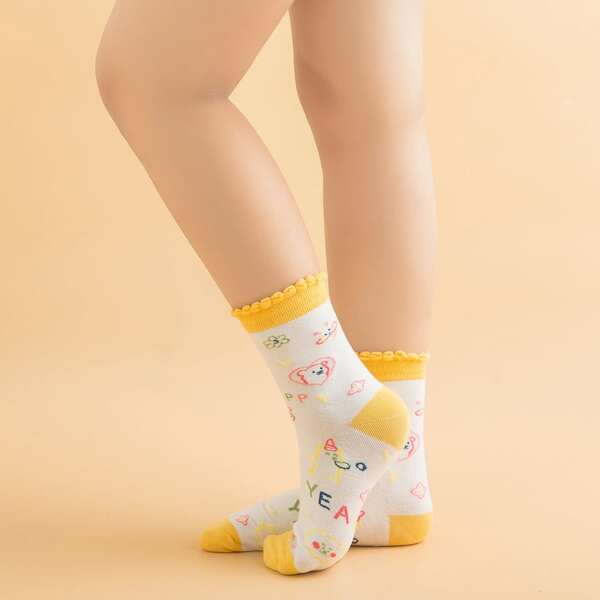 

Girls Cartoon Graphic Socks, Multicolor