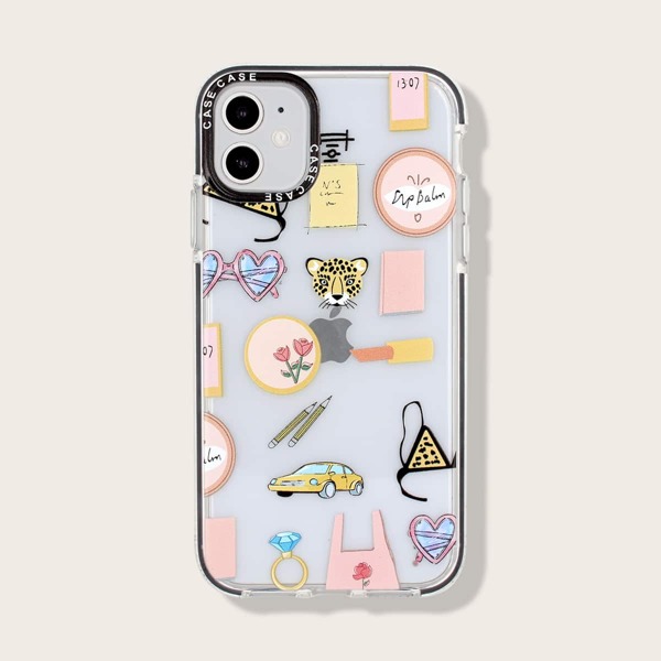 

1pc Cartoon Graphic iPhone Case, Multicolor