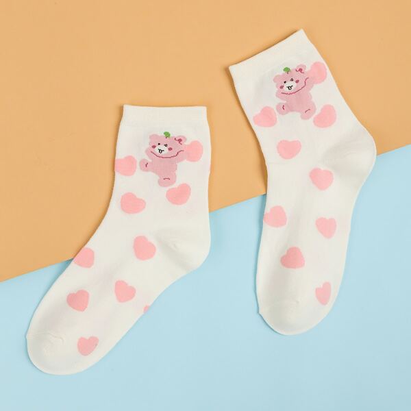

Heart Pattern Socks, Multicolor