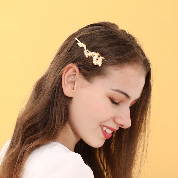 

2pcs Chinese Dragon Decor Bobby Pin, Gold