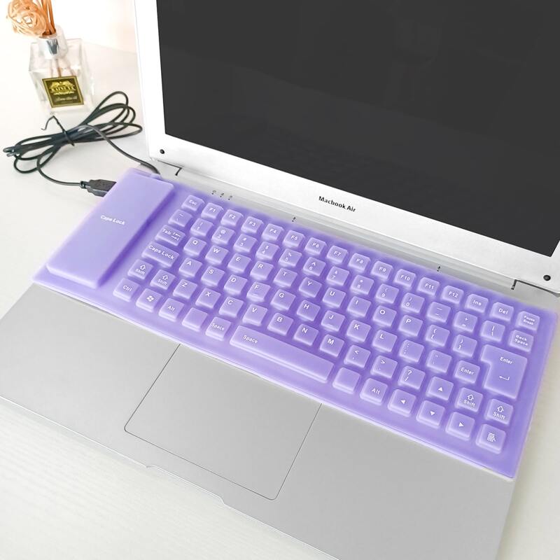 

1pc USB Wired Silicone Keyboard, Purple