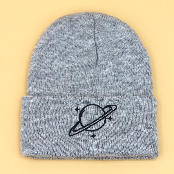 

Kids Cartoon Embroidery Beanie, Grey