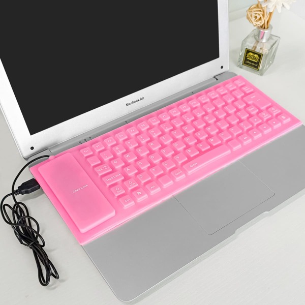 

USB-проводная силиконовая клавиатура 1шт, Розовые