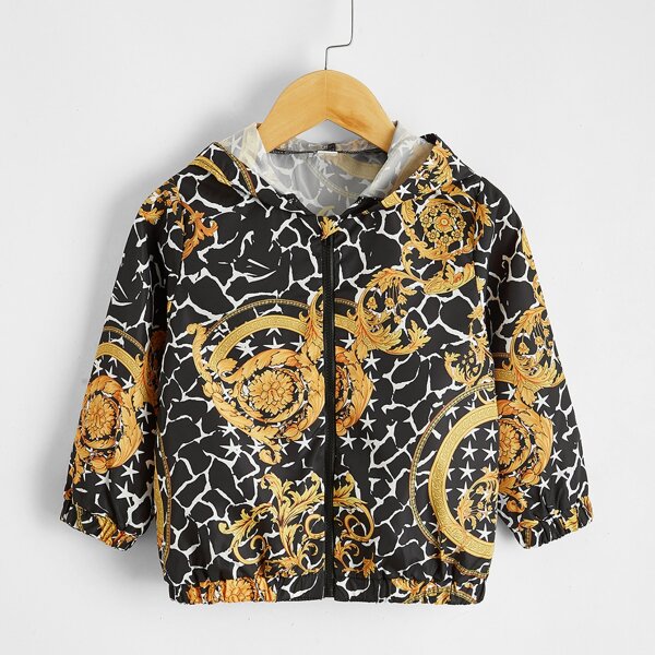

Toddler Boys Baroque Print Hooded Jacket, Multicolor