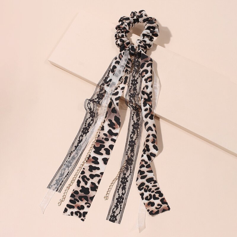 

Floral Lace & Chain Leopard Scrunchie, Multicolor