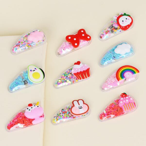 

10pcs Toddler Girls Sequin Decor Hair Clip, Multicolor