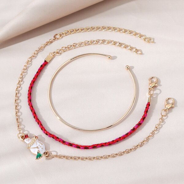 

3pcs Snowman Decor Bracelet, Multicolor