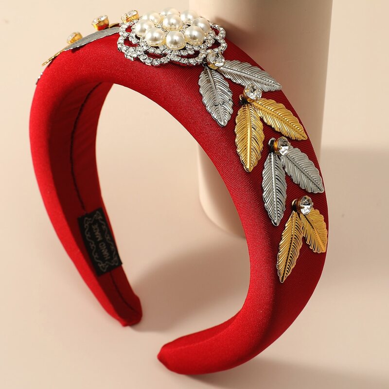 

Faux Pearl Decor Padded Hair Hoop, Red