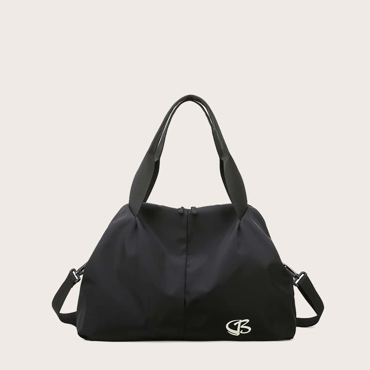 

Letter Graphic Duffle Bag, Black