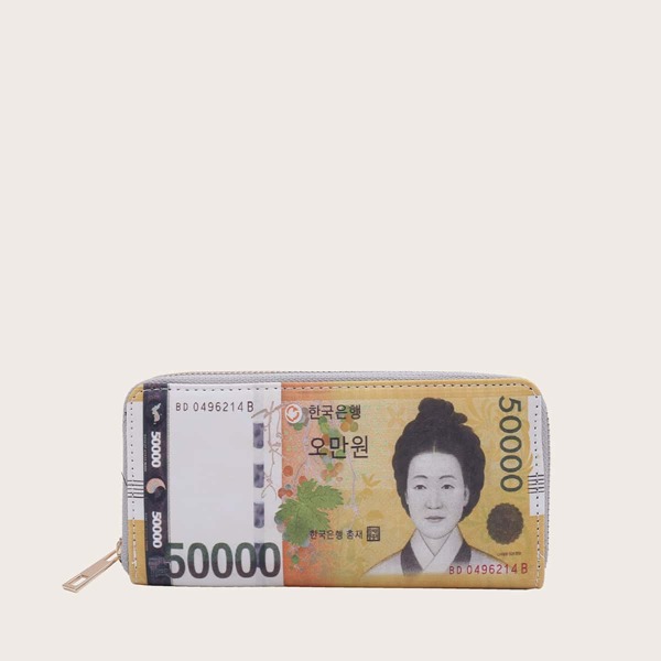 

Zip Around Money Design Purse, Yellow