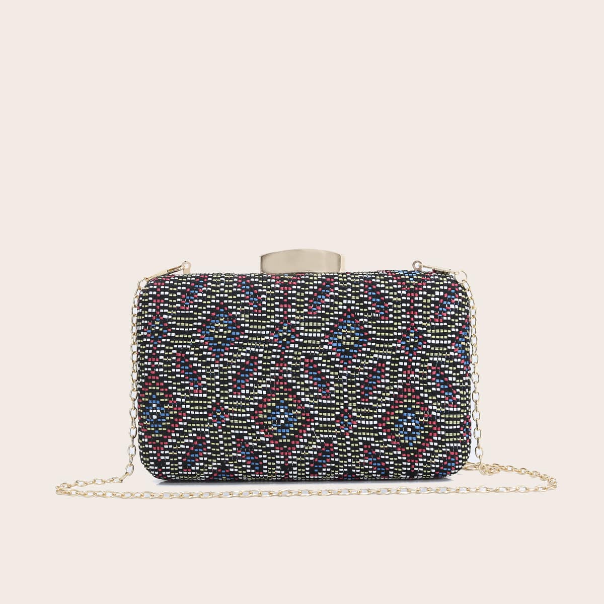 

Geometric Graphic Clip Top Box Bag, Purple