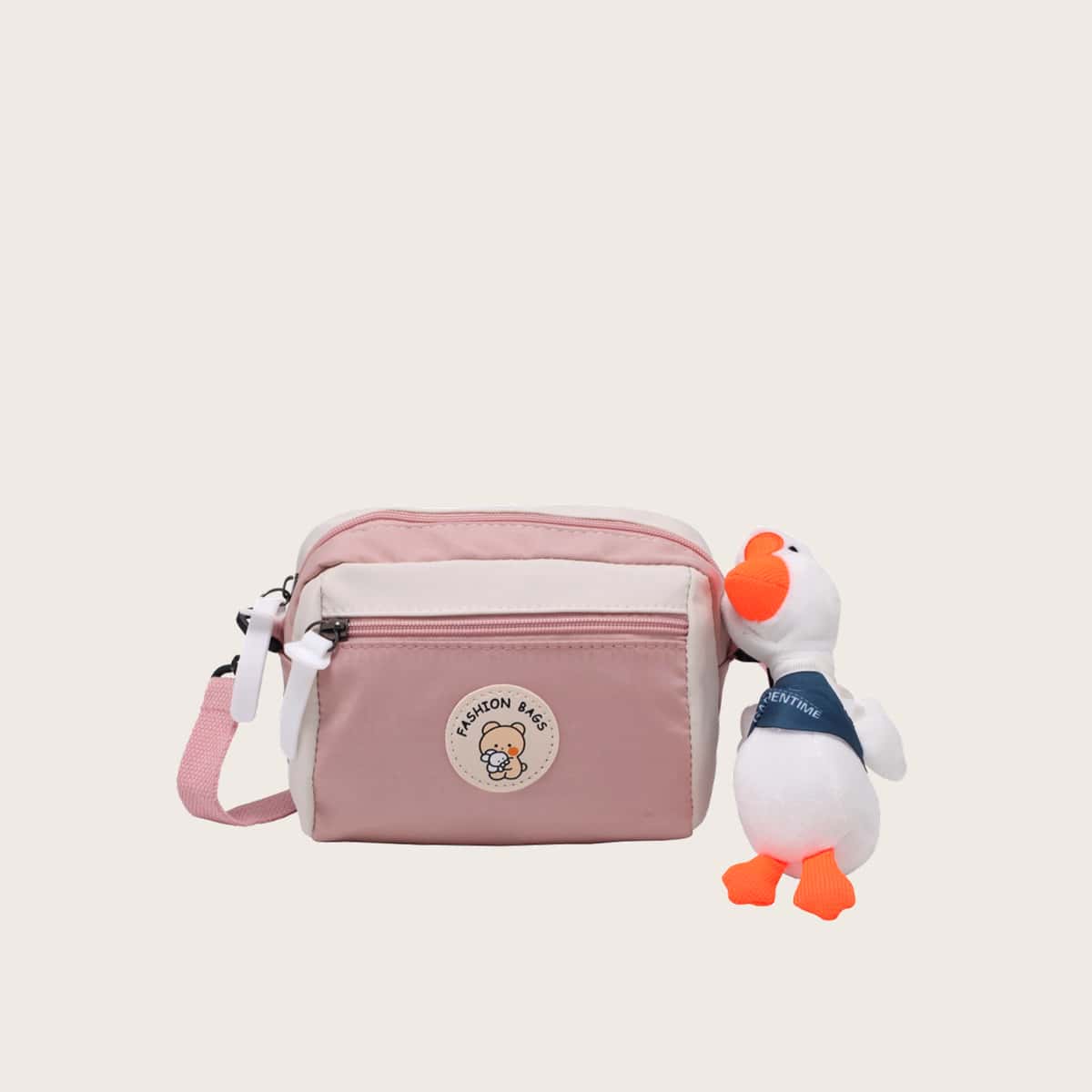 

Cartoon Crossbody Bag & Bag Charm, Pastel dusty pink